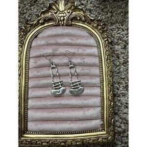 Silver Abstract Dangle Drop Earrings Hook Artistic Metal Jewelry